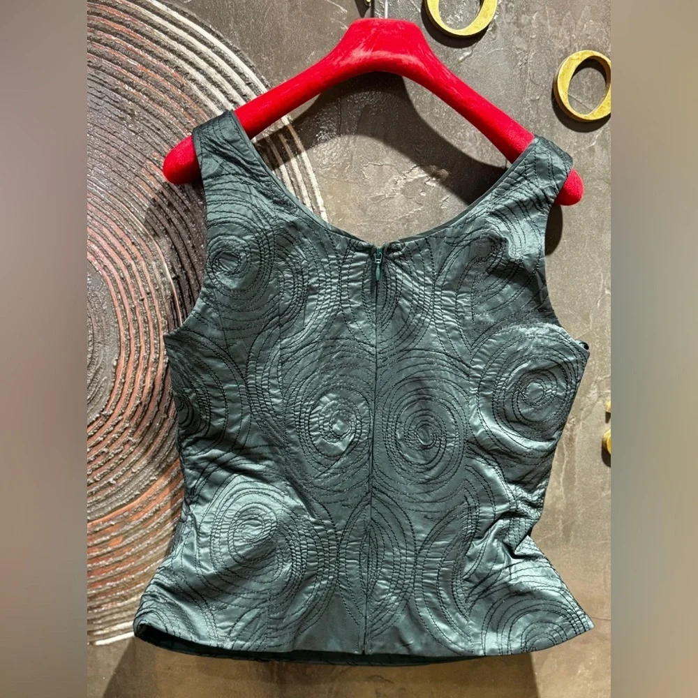 Vera Mont Textured Teal Sleeveless Blouse size 8 - Picture 2 of 4